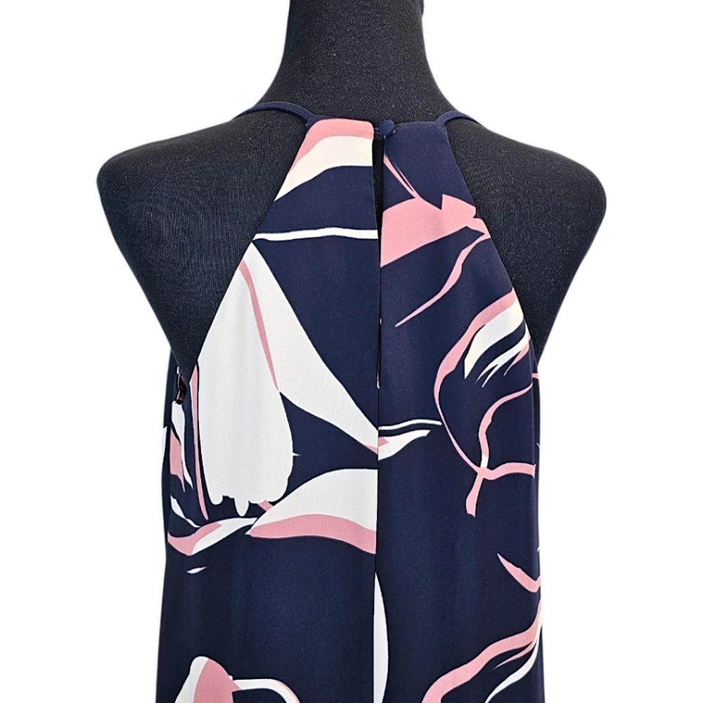 Cynthia Rowley Floral Halter Maxi Dress Sz Small Navy Summer Vacation Resortwear - Picture 11 of 16
